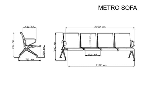 Metro 4 Seater Airport Sofa - MS Sofa