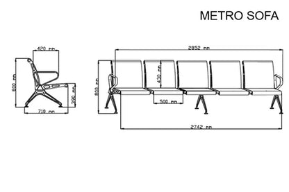 Metro 5 Seater Airport Sofa - MS Sofa